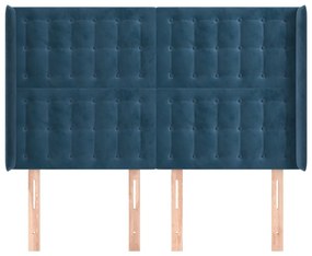 Κεφαλάρι με Πτερύγια Σκούρο Μπλε 147x16x118/128 εκ. Βελούδινο - Μπλε