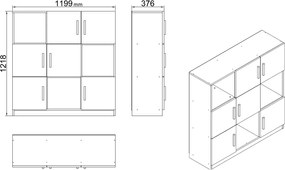 Βιβλιοθήκη Vo7-W 119,9x37,6x121,6εκ - Χρώμα Λευκό