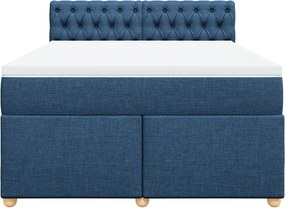vidaXL Κρεβάτι Boxspring με Στρώμα Μπλε 140x200 εκ. Υφασμάτινο
