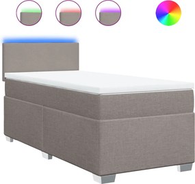 vidaXL Κρεβάτι Boxspring με Στρώμα Taupe 100 x 200 εκ. Υφασμάτινο