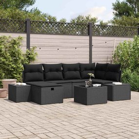 vidaXL Σετ Καναπέ Κήπου 7 pcs Μαύρο 55 x 62 x 69 εκ Πολυ ράταν