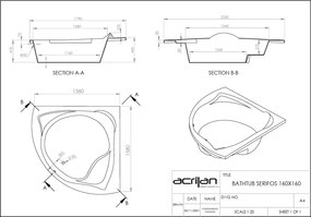 Acrilan Serifos - Γωνιακή Μπανιέρα 160 x 160 εκ. - Maxxcoat