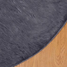 vidaXL Ψεύτικο Δέρμα Προβάτου Χαλί Tafalla Ανθρακί Ø 100 εκ