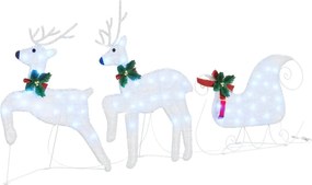 vidaXL LED Ελάφια 7 pcs Ασημί ύφασμα