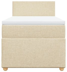 Κρεβάτι Boxspring με Στρώμα Κρεμ 100 x 200 εκ. Υφασμάτινο - Κρεμ