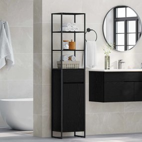 vidaXL Ντουλάπι Μπάνιου Μαύρη Οξυά 40 x 30 x 180 εκ Επεξεργασμένο ξύλο