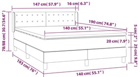 vidaXL Κρεβάτι Boxspring με Στρώμα Γκρι 140x190εκ. από Συνθετικό Δέρμα