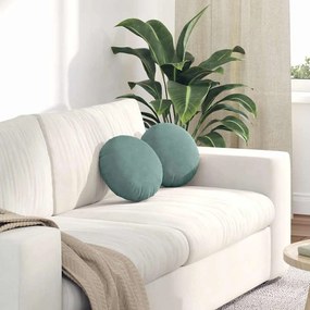 vidaXL Μαξιλάρια καθισμάτων 2 pcs Θαλασσί Ø30 x 13 εκ Βελούδο