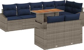 vidaXL Σετ Καναπέ Κήπου με αποθήκευση 9 pcs Γκρι Πολυ ράταν