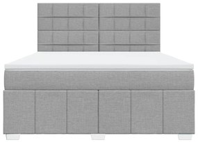 Κρεβάτι Boxspring με Στρώμα Ανοιχτό Γκρι 180x200 εκ. Υφασμάτινο - Γκρι