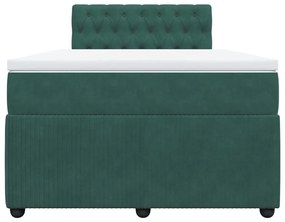 Κρεβάτι Boxspring με Στρώμα Σκούρο Πράσινο 120x200εκ. Βελούδινο - Πράσινο