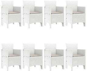 vidaXL Σέτ φαγητού για κήπο 9 pcs Λευκό Rattan Polt