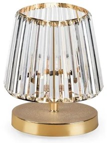 GLASSY 204-0064 Μοντέρνο Eπιτραπέζιο Φωτιστικό Μονόφωτο 1 x E27 IP20 Χρυσό Πλαστικό με Διάφανο Κρύσταλλο-Μ15 x Π15 Globostar-204 204-0064