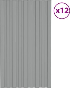 vidaXL Πάνελ οροφής 12 τεμ. Γκρι 80 x 45 cm Γαλβανισμένος χάλυβας