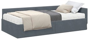 vidaXL Κρεβάτι γωνίας με στρώμα Άλλο με κεφαλάρι 2 pcs Γκρι Βελούδο