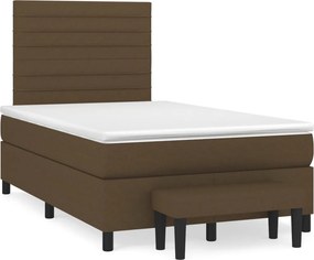 vidaXL Κρεβάτι Boxspring με Στρώμα Σκούρο Καφέ 120x200 εκ. Υφασμάτινο