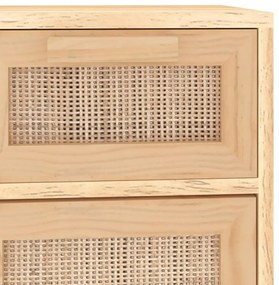 vidaXL Συρταριέρα Καφέ 60x30x75 εκ. Μασίφ Πεύκο &amp; Φυσικό Ρατάν
