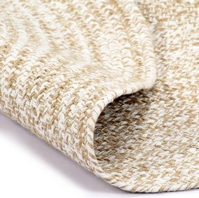 vidaXL Χαλί Χειροποίητο Λευκό και Φυσικό Χρώμα 120 εκ. από Γιούτα