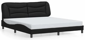 vidaXL Πλαίσιο Κρεβατιού με LED Μαύρο 180x200 εκ. Συνθετικό Δέρμα