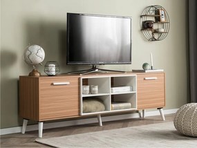 Τραπέζι Tv Berwyn 139, Ανοιχτό χρώμα ξύλου, Άσπρο, 180x60x40cm, 49 kg | Epipla1.gr
