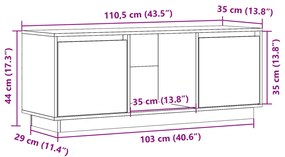 ΈΠΙΠΛΟ ΤΗΛΕΟΡΑΣΗΣ ΛΕΥΚΟ 110,5X35X44 ΕΚ. ΑΠΟ ΜΑΣΙΦ ΞΥΛΟ ΠΕΥΚΟΥ 814340