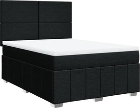 vidaXL Κρεβάτι Boxspring με Στρώμα Μαύρο 140x190 εκ. Υφασμάτινο