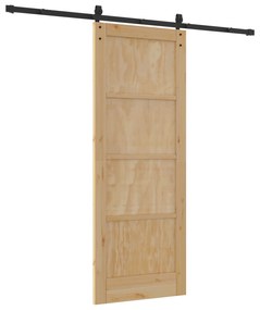 vidaXL Σύροντα πόρτα με σετ εξαρτημάτων 78x202 εκ. Μασίφ ξύλο πεύκου
