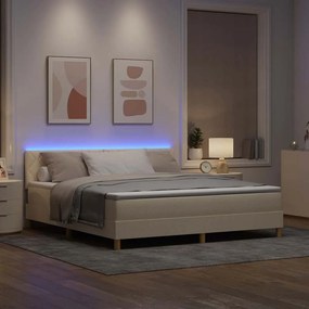 vidaXL LED Κρεβάτι με βάθρο με κεφαλάρι Κρεμ 180 x 200 cm ύφασμα
