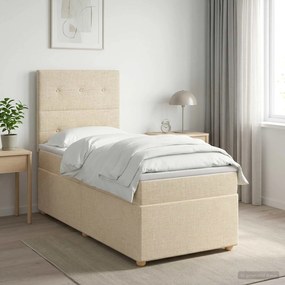 vidaXL Κρεβάτι box spring με στρώμα Κρεμ 90 x 190 cm Ύφασμα