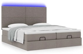 vidaXL Οθωμανικό κρεβάτι με στρώματα & LEDs Taupe 180x200cm ύφασμα