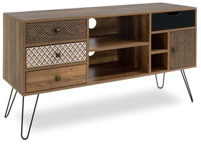 Έπιπλο Τηλεόρασης Boho Walnut Με Μεταλλικά Πόδια 120X39X64Cm 066-000002 Melamine, Metal