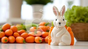 Intra Συλλεκτικό Ξύλινο Παζλ Plywood 4mm - Ειδώλιο λαγουδάκι του Πάσχα με καρότα Σε Ξύλινο Κουτί - Διαστάσεις Puzzle: 10x10 cm – 25 κομμάτια