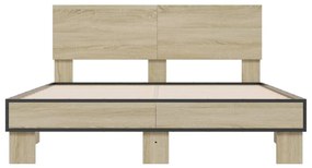vidaXL Πλαίσιο Κρεβατιού Sonoma Δρυς 140x190 εκ. Επεξ. Ξύλο &amp; Μέταλλο