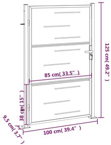 Πόρτα Περίφραξης Κήπου 100 x 125 εκ. από Ανοξείδωτο Ατσάλι - Ασήμι