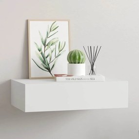 vidaXL Ράφι Επιτοίχιο με Συρτάρι Λευκό 40 x 23,5 x 10 εκ. από MDF