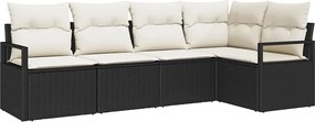 vidaXL Σετ Καναπέ με μαξιλάρι 5 pcs Μαύρο συνθετικό ρατάν