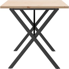 vidaXL Τραπέζι Τραπεζαρίας Πλαίσιο X Μασίφ Πεύκο/Ατσάλι