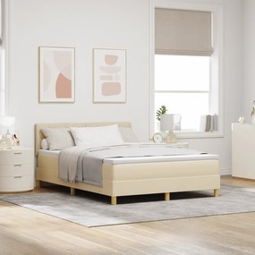 vidaXL Κρεβάτι Βάσης με Στρώμα Κρεμ 160x200 εκ. Ύφασμα