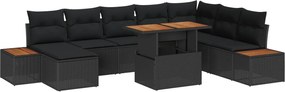 vidaXL Σετ Καναπέ Κήπου 9 pcs Μαύρο και Καφέ