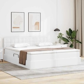 vidaXL Κρεβάτι Αποθήκης Καθαρό Λευκό 180 x 200 cm Τεχνητό Δέρμα