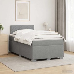 vidaXL Κρεβάτι Box Spring με Στρώμα και LED Ανοιχτό γκρι 120 x 190 cm