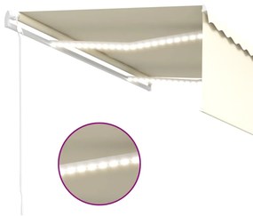 vidaXL Τέντα Αυτόματη με Σκίαστρο/LED/Αισθ. Ανέμου Κρεμ 4,5 x 3 μ.