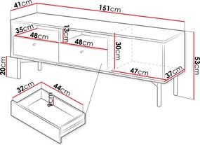 Έπιπλο τηλεόρασης Newton - 151.00Χ41.00Χ53.00cm