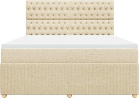 vidaXL Κρεβάτι Boxspring με Στρώμα Κρεμ 180x200 εκ. Υφασμάτινο