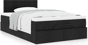 vidaXL Οθωμανικό κρεβάτι με στρώμα Μαύρο 120x190 cm Ύφασμα