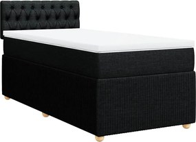 vidaXL Κρεβάτι Boxspring με Στρώμα Μαύρο 90x190 εκ.Υφασμάτινο