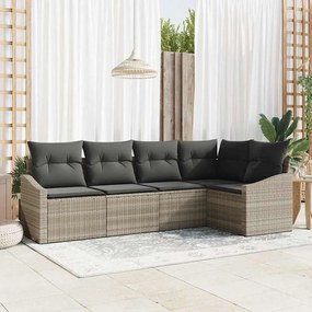 vidaXL Σετ Καναπέ Κήπου 5 pcs Ανοιχτό γκρι Πολυ ράταν