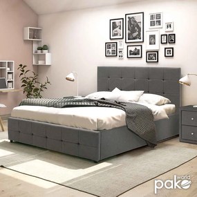 Κρεβάτι Roi pakoworld διπλό 160x200 ύφασμα ανθρακί + αποθηκευτικό χώρο με ανατομικές τάβλες