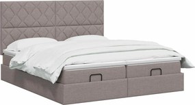 vidaXL Κρεβάτι Ottoman με Στρώμα και LED Taupe 200 x 200 cm Ύφασμα
