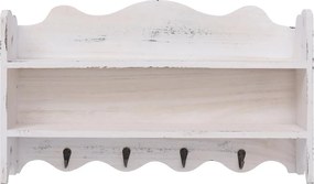 vidaXL Κρεμάστρα Τοίχου Λευκή 50 x 10 x 30 εκ. Ξύλινη